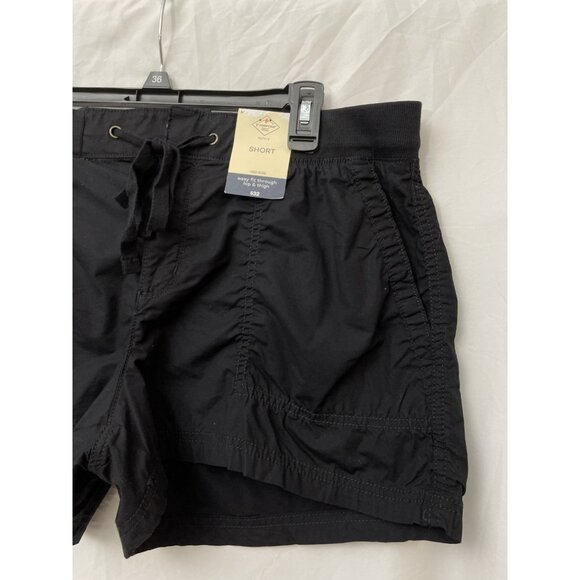 St. John's Bay Petite Shorts Black Mid Rise Hip & Thigh Size 14P Drawstring NWT - Picture 3 of 10